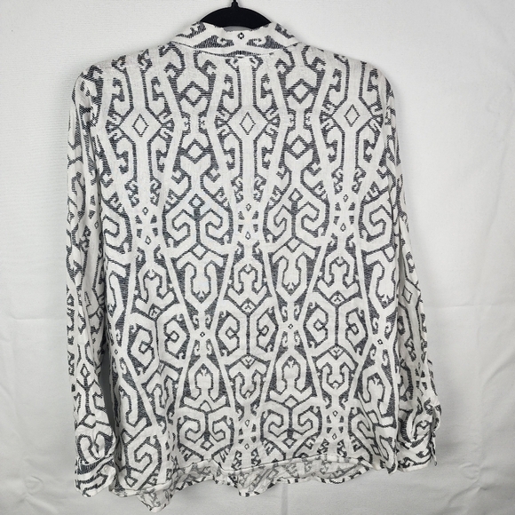 J Jill Geometric Print 100% Linen Button Up Blouse Size Small - Picture 2 of 7
